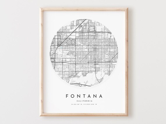 Fontana Map Print Fontana Map Poster City Wall Art Ca Road  Etsy