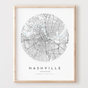 Nashville Karte Print, Nashville Karte Poster Stadt Wandkunst, Tn Road Map, Tennessee Print Straßenkarte Dekor, Büro Geschenk, L252v4