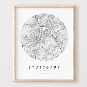 Stuttgart Karte Print, Stuttgart Karte Poster Stadt Wandkunst, Stuttgart Straßenkarte, Stuttgart Print Straßenkarte Dekor, Büro Geschenk, L99v4