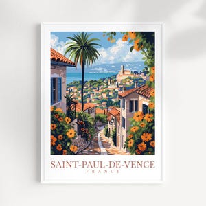 Impresión de Saint-Paul-de-Vence, Francia, decoración del hogar, impresión artística de paisaje urbano, arte de pared de Saint-Paul-de-Vence, regalo para entusiastas de los viajes, colgante de pared