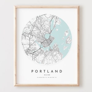 Impressão de mapa de Portland, mapa de Portland pôster arte de parede da cidade, mapa de estradas Me, decoração de mapa de rua com impressão de Maine, presente de escritório, L603v4