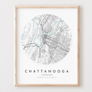 Chattanooga Karte Poster, Chattanooga Karte Poster Stadt Wandbild, Tn Road Map, Tennessee Karte Dekor, Büro Geschenk, L430v4