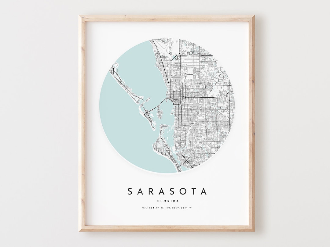 Sarasota Map Print, Sarasota Map Poster City Wall Art, Fl Road Map ...