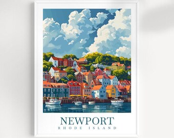 Newport Rhode Island Travel Print: Coastal Town Wall Art