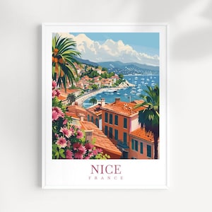 Impression Nice France Décoration d'intérieur Nice France Impression d'art Paysage urbain Art mural Nice France pour amateur de voyage Cadeau tenture murale Affiche Nice France