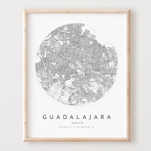 Impressão de mapa de Guadalajara, mapa de Guadalajara pôster arte de parede da cidade, mapa de estradas de Guadalajara, impressão de mapa de rua de Guadalajara decoração, presente de escritório, L62v4