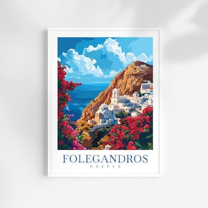FolegAndros Reise Print Griechenland Wandkunst FolegAndros Wandbehang Dekoration FolegAndros Geschenk Kunstliebhaber FolegAndros Griechenland Wandkunst