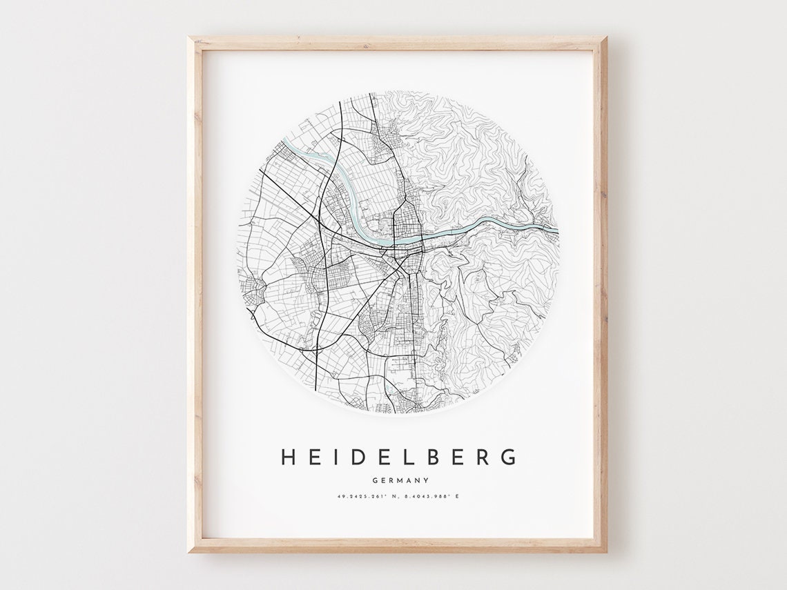 Heidelberg Map Print Heidelberg Map Poster City Wall Art - Etsy