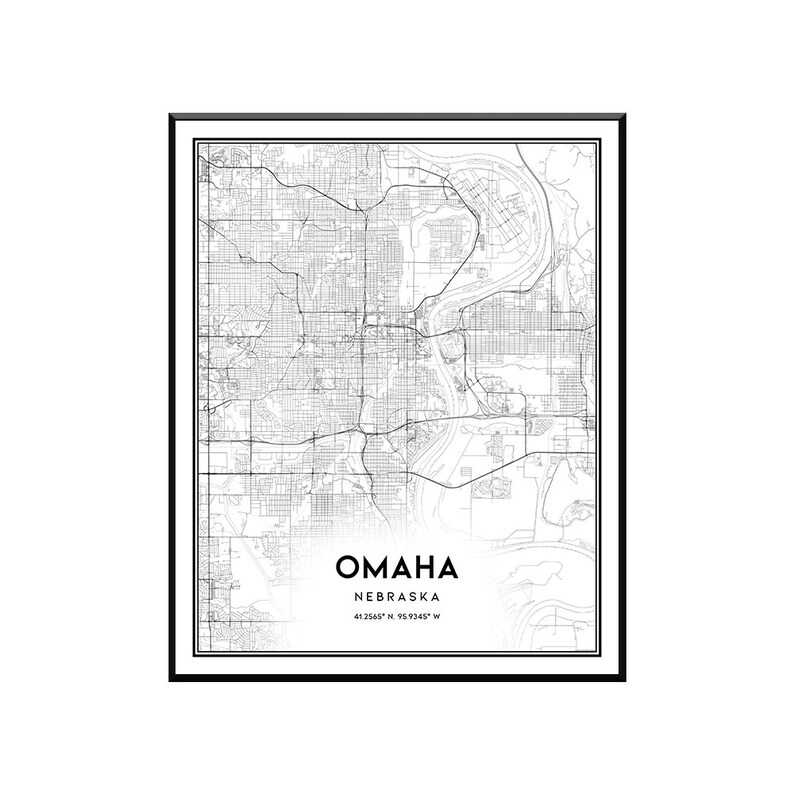 Omaha map print wall art Omaha NE city map poster Omaha Etsy