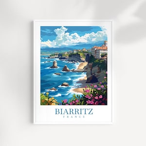 Biarritz Travel Print Wall Art France Wall Hanging Biarritz Gift Art Lovers Biarritz Art Lover Gift Biarritz Print Biarritz Wall Art Décor