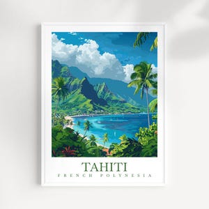 Impresión de viaje de Tahití Arte de pared Tapiz de pared de Polinesia Francesa Decoración del hogar Regalo de Tahití Amantes del arte Regalo para amantes del arte de Tahití Impresión de arte de Tahití