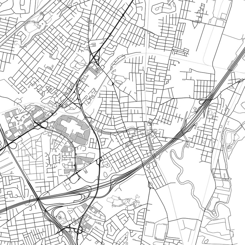 Woodbridge map print wall art Woodbridge NJ city map poster Etsy