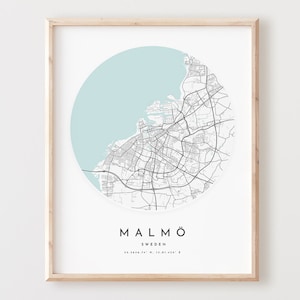 Impressão de mapa de Malmö, mapa de Malmö pôster arte de parede da cidade, mapa de estradas de Malmö, decoração de mapa de rua de Malmö, presente de escritório, L530v4