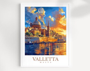 Valletta Malta Travel Poster: Europe Wall Art Print