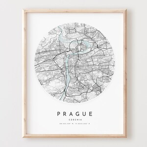 Impressão de mapa de Praga, mapa de Praga pôster arte de parede da cidade, mapa de estradas de Praga, decoração de mapa de ruas de Praga, presente de escritório, L235v4