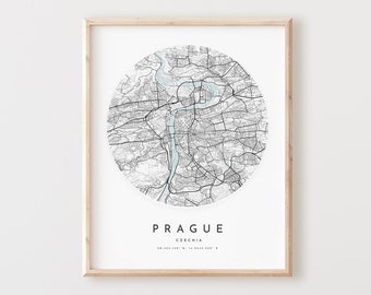 Kaartafdruk Praag: City Street Art-poster