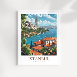 Impression d&#39;art mural voyage à Istanbul Turquie Tenture murale Décoration d&#39;intérieur Cadeau à Istanbul Amateurs d&#39;art Cadeau pour amateur d&#39;art à Istanbul Ville d&#39;Istanbul Turquie Voyage