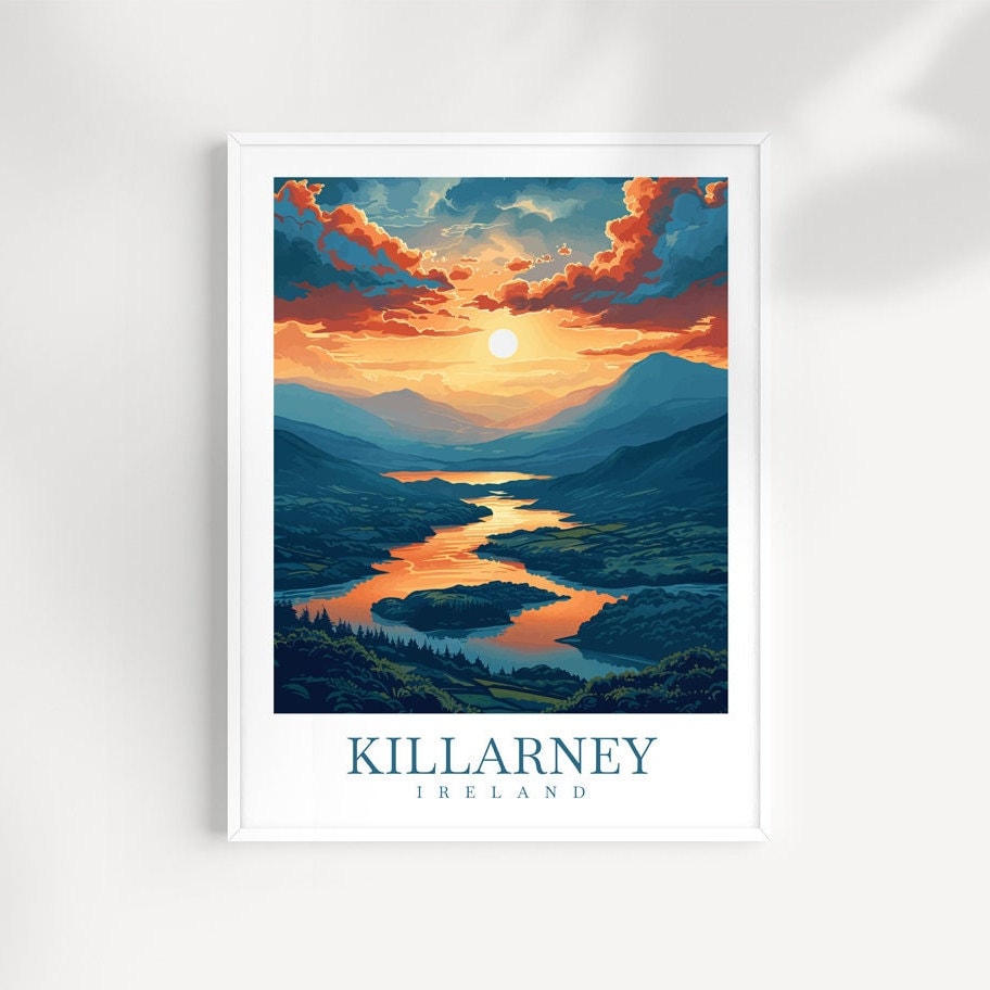 Killarney Travel Print Ireland poster Home Decor Killarney Art Print Killarney Wall Art for Ireland Gift Wall Hanging Killarney