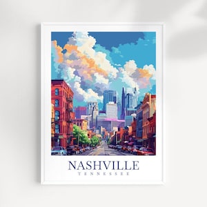 Nashville Travel Print Wall Art Tennessee Wall Hanging Home Décor Nashville Gift Art Lovers Gift Nashville Tennessee Gift Poster