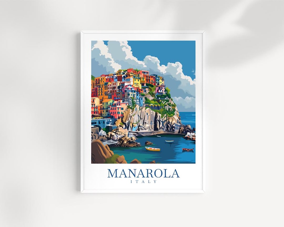 Manarola Italy Print Travel Poster Cinque Terre Coastal Wall Art - Etsy