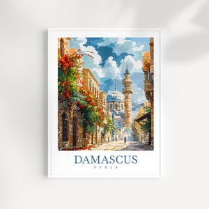 Damascus Poster Travel Print Syria Wall Art Damascus Home Gift Birthday present Wedding anniversary Personalized Illustration Artwork
