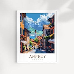 Annecy Travel Print France Home Decor Cityscape Art Print Annecy Wall Art for Travel Enthusiast Gift Annecy Wall Hanging Annecy France