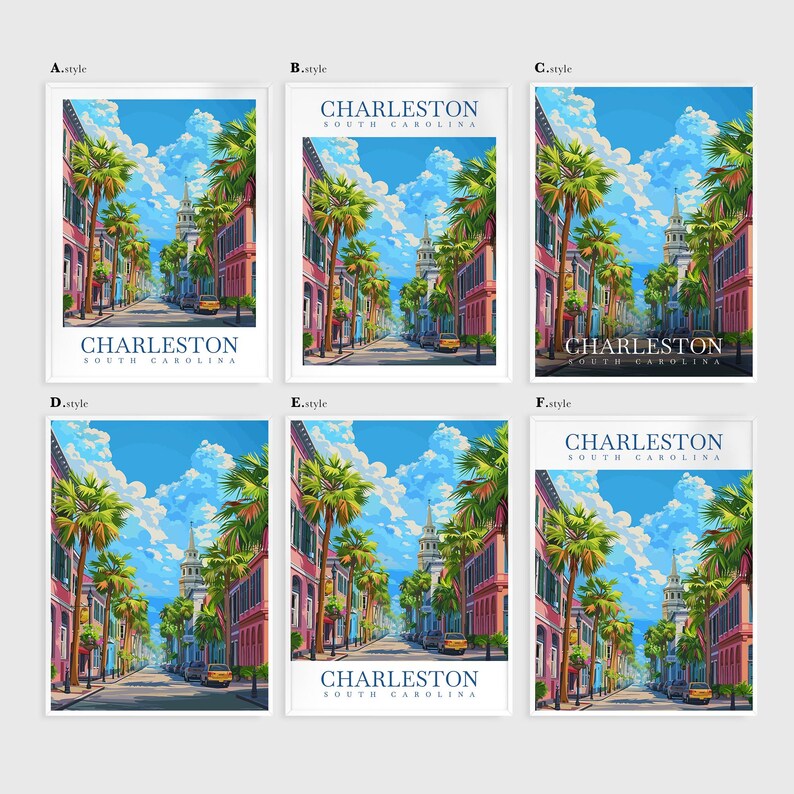 Charleston Travel Poster South Carolina Wall Art Charleston Wall