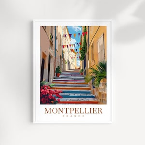 Montpellier Travel Poster Wall Art France Wall Hanging Home Décor Montpellier Gift Art Lovers Montpellier Print Montpellier Poster