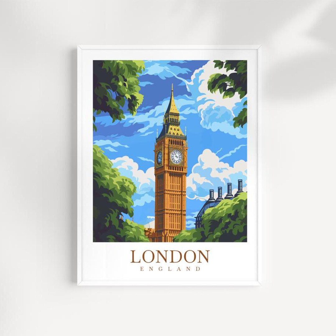 London City Travel Print Wall Art England Wall Hanging Home Décor