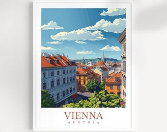 Reisafdruk Wenen, Oostenrijk: muurkunst stadsgezicht