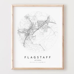 Flagstaff Karte Print, Flagstaff Karte Poster Stadt Wandkunst, Az Straßenkarte, Arizona Print Straßenkarte Dekor, Büro Geschenk, L1024v4
