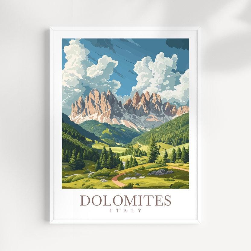 Dolomites Italy Travel Print: Italian Alps Home Decor