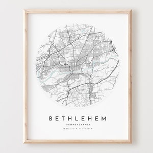 Impressão de mapa de Belém, mapa de Belém pôster arte de parede da cidade, mapa de estrada Pa, decoração de mapa de rua com impressão da Pensilvânia, presente de escritório, L1058v4