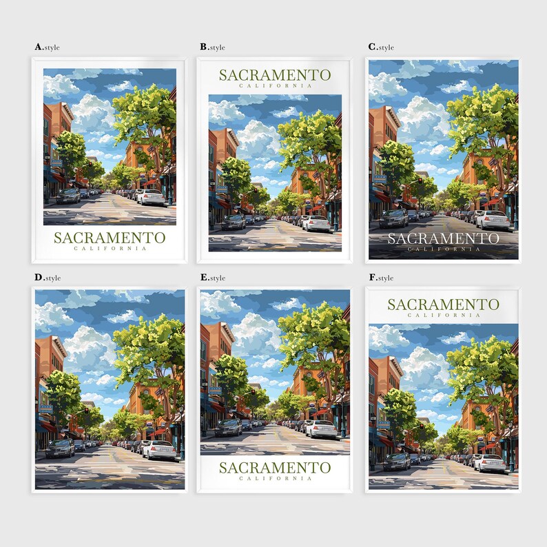 Sacramento Travel Print Wall Art California Wall Hanging Home Décor