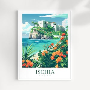 Impression d&#39;art mural de voyage Ischia Décoration d&#39;intérieur suspendue murale Ischia Cadeau Ischia Amateurs d&#39;art Italie Cadeau amateur d&#39;art Impression Ischia Cadeau de voyage Ischia