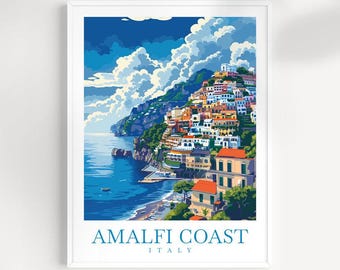 Amalfi Coast Italy Travel Poster: Coastal Wall Art