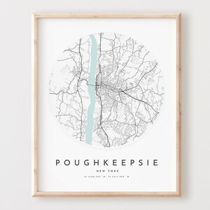 Impressão de mapa de Poughkeepsie, mapa de Poughkeepsie pôster arte de parede da cidade, mapa de estradas de Nova York, decoração de mapa de ruas de Nova York, presente de escritório, L440v4