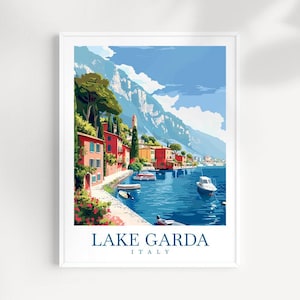 Lake Garda Travel Print Wall Art Italy Wall Hanging Home Decoration Lake Garda Gift Art Lovers Wall Art Print Lake Garda Italy Art gift