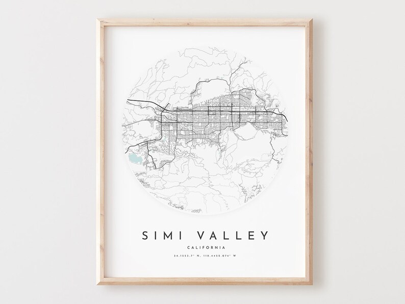 Simi Valley Map Print Simi Valley Map Poster City Wall Art Etsy