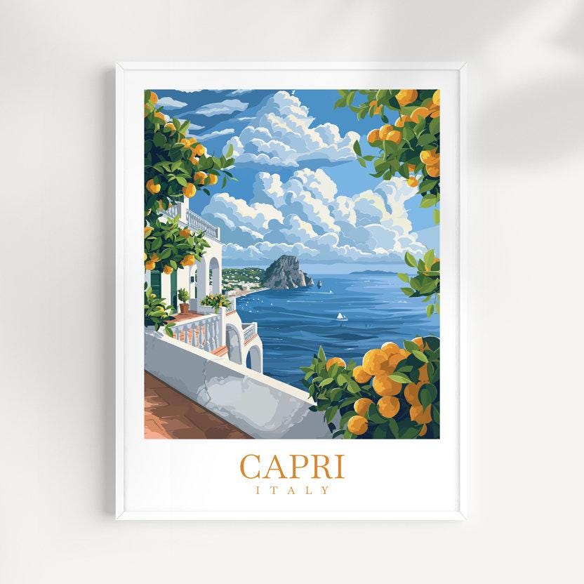 Capri Italy Travel Print: Coastal Wall Art - Etsy