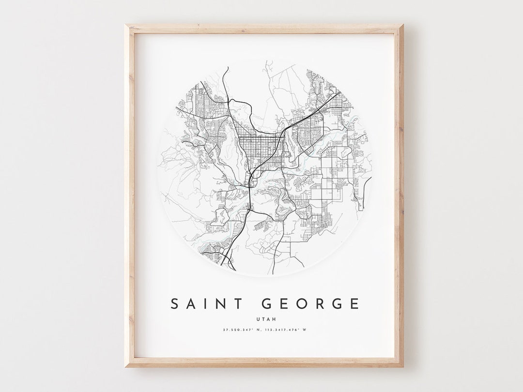 Saint George Map Print, Saint George Map Poster City Wall Art, Ut Road ...