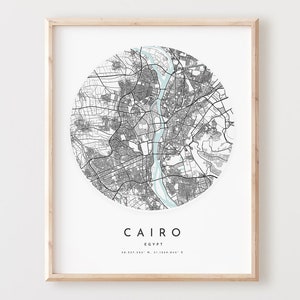 Impressão do mapa do Cairo, mapa do Cairo pôster arte da parede da cidade, mapa de estradas do Cairo, decoração do mapa de ruas do Cairo, presente de escritório, L13v4