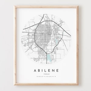 Impressão de mapa de Abilene, mapa de Abilene pôster arte de parede de cidade, mapa de estrada Tx, decoração de mapa de rua com impressão do Texas, presente de escritório, L798v4