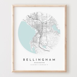 Impressão de mapa de Bellingham, mapa de Bellingham pôster arte de parede da cidade, mapa de estradas Wa, decoração de mapa de rua com impressão de Washington, presente de escritório, L775v4