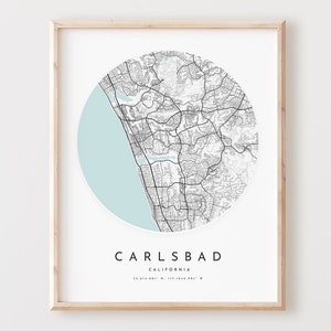 Carlsbad Karte Print, Carlsbad Karte Poster Stadt Wandkunst, Ca Straßenkarte, Kalifornien Druck Straßenkarte Dekor, Büro Geschenk, L805v4