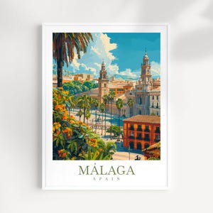 Malaga Spain Travel Print Wall Art Malaga Poster Wall Hanging Home Decoration Birthday Gift Ideas Spain Malaga wall art Travel artwork