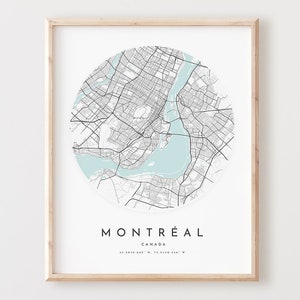 Impression de carte de Montréal, affiche de carte de Montréal, art mural de la ville, carte routière de Montréal, décor de plan de rue imprimé de Montréal, cadeau de bureau, L74v4