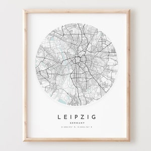 Leipzig Karte Print, Leipzig Karte Poster Stadt Wandkunst, Leipzig Straßenkarte, Leipzig Straßenkarte Dekor, Büro Geschenk, L377v4