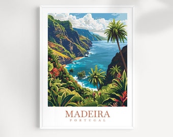 Madeira Portugal Travel Print: Tropical Island Wall Art