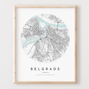 Impressão de mapa de Belgrado, mapa de Belgrado pôster arte de parede da cidade, mapa de estrada de Belgrado, decoração de mapa de rua impresso de Belgrado, presente de escritório, L248v4